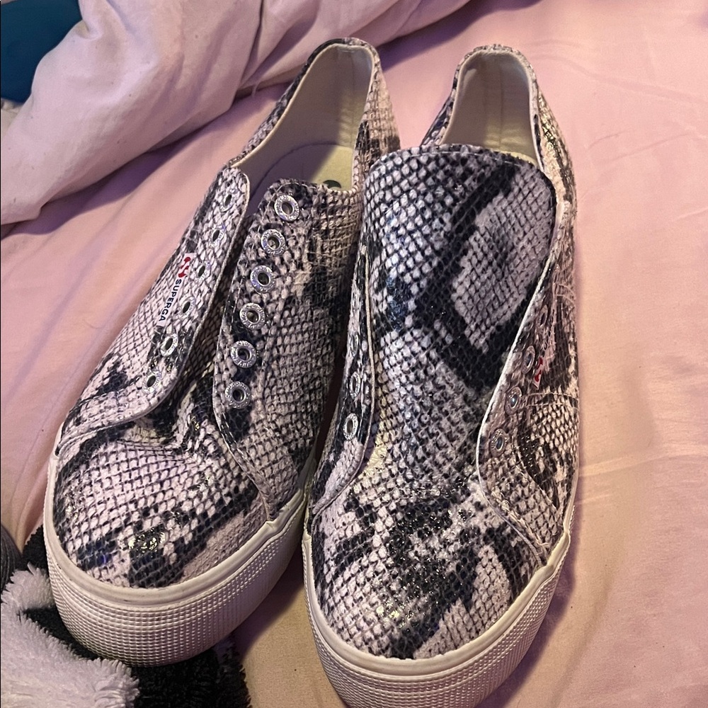 Superga Snakeskin Pattern Slip-On Sneakers